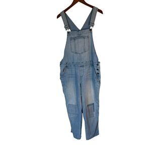 American Rag Patches Denim Straight Leg Overall Light Wash Blue Women's Plus 16w